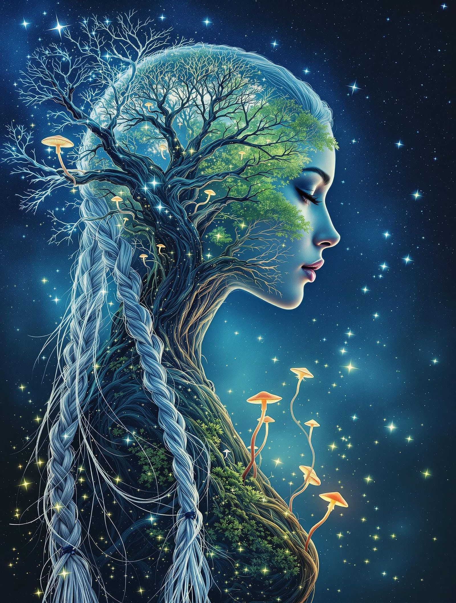 Enchanted Fairy Under the Starry Night Sky