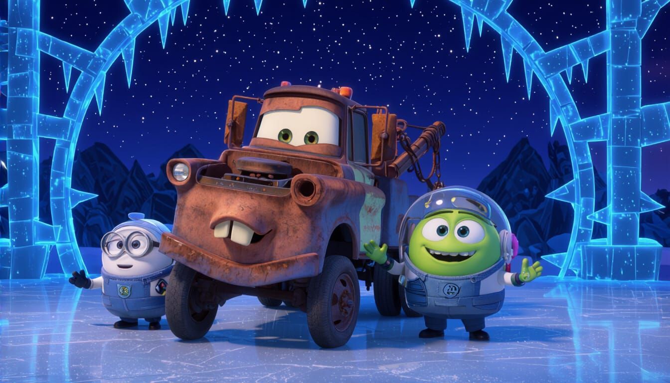 Pixar-Style Scene in Ha'il Garden, Saudi Arabia