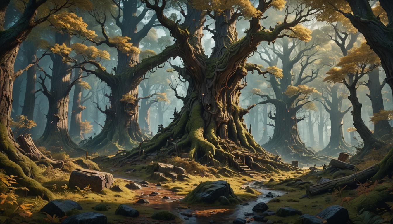 Whispering Forest: Detailed Matte Painting in 8K