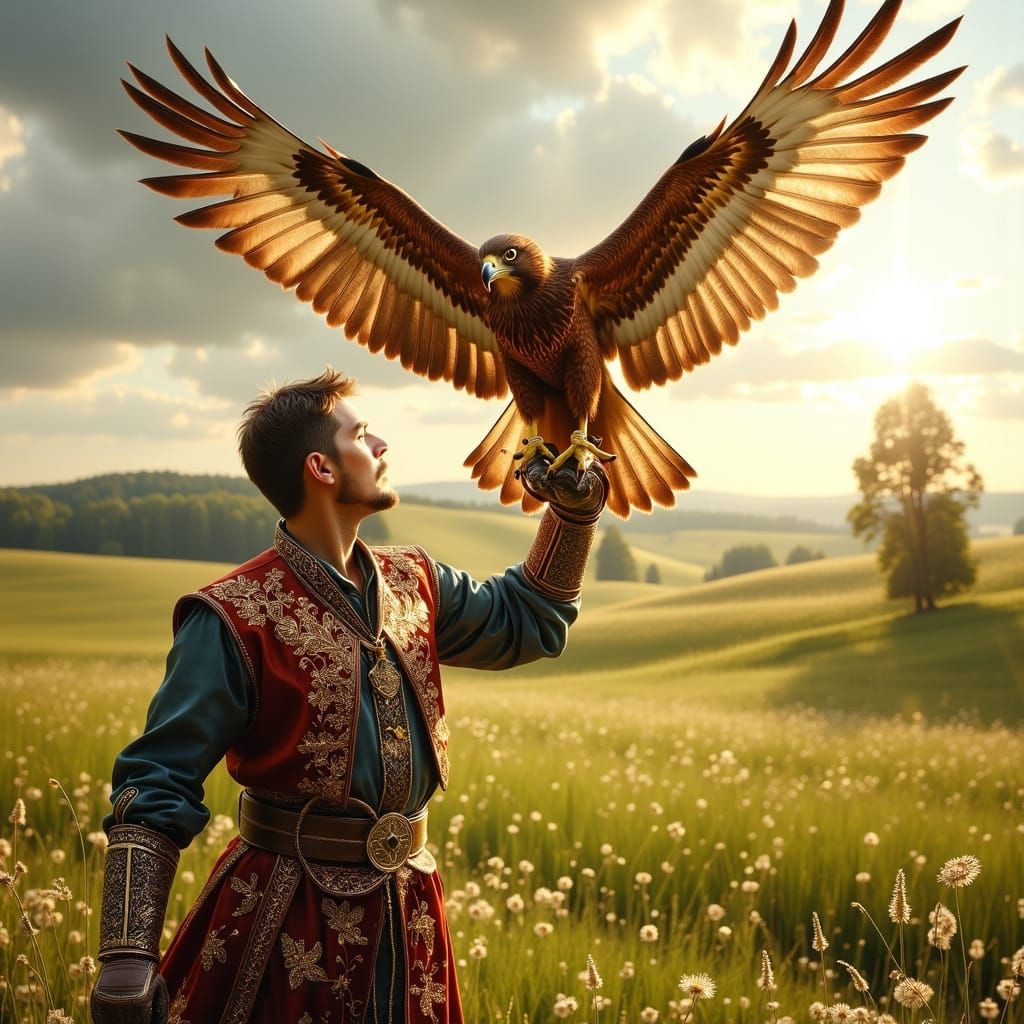 Traditional Falconer Releases Majestic Red Tailed Hawk in Se...