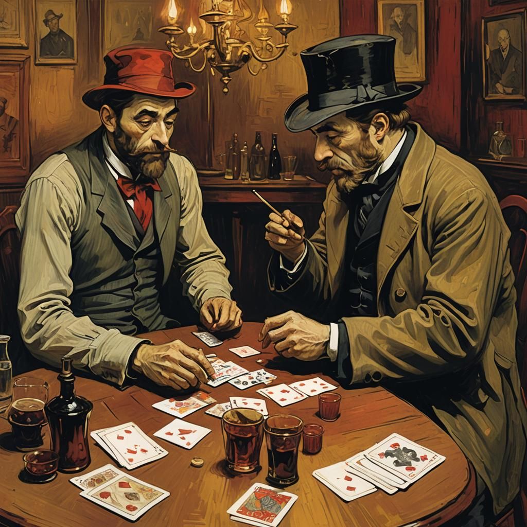 Wizard and Death Card Game: Toulouse Lautrec Style