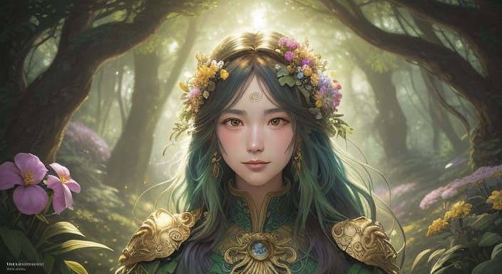 Whimsical Forest Goddess in Ghibli-Inspired Fantasy Art