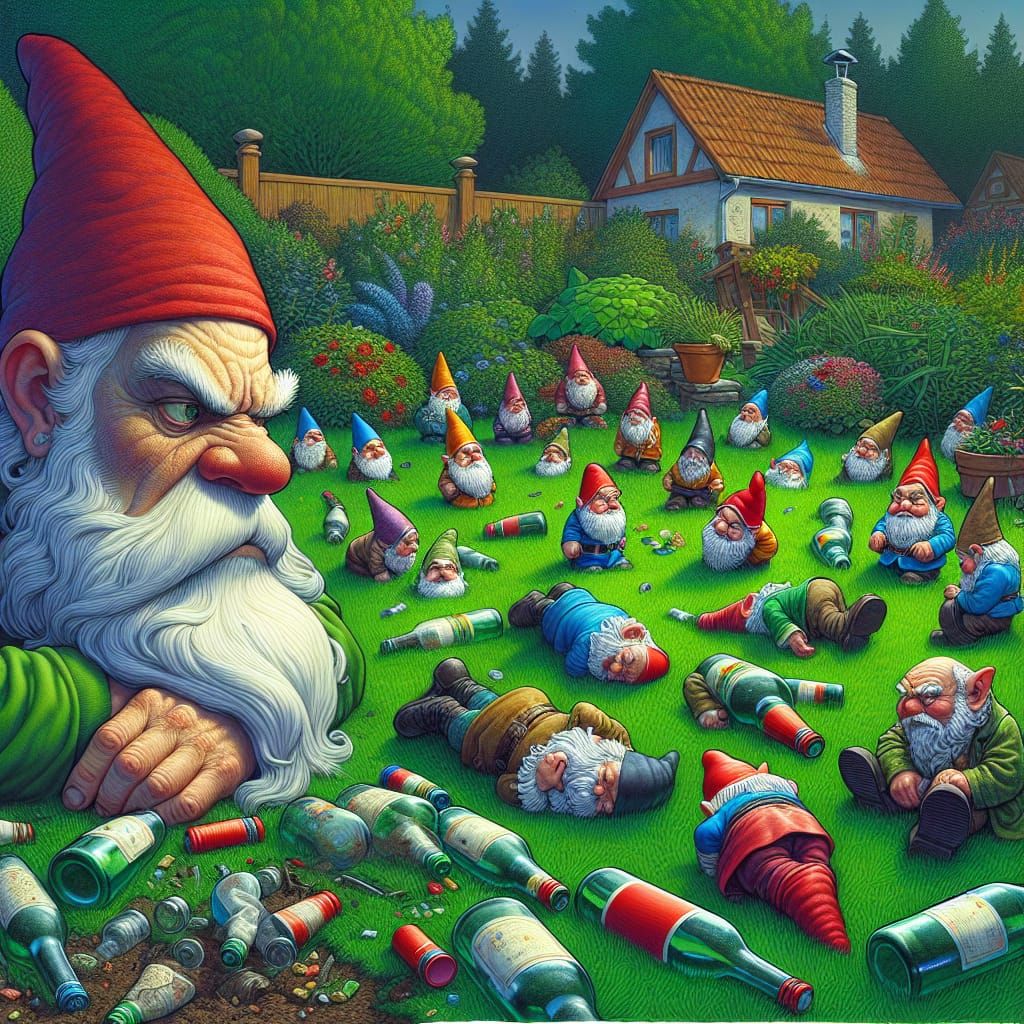 Angry Gnome Oversees Lush Yard