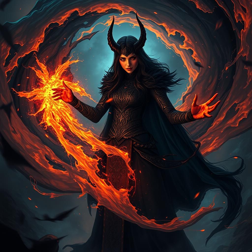 Morrigan Casts Dark Magic with Mystical Energy