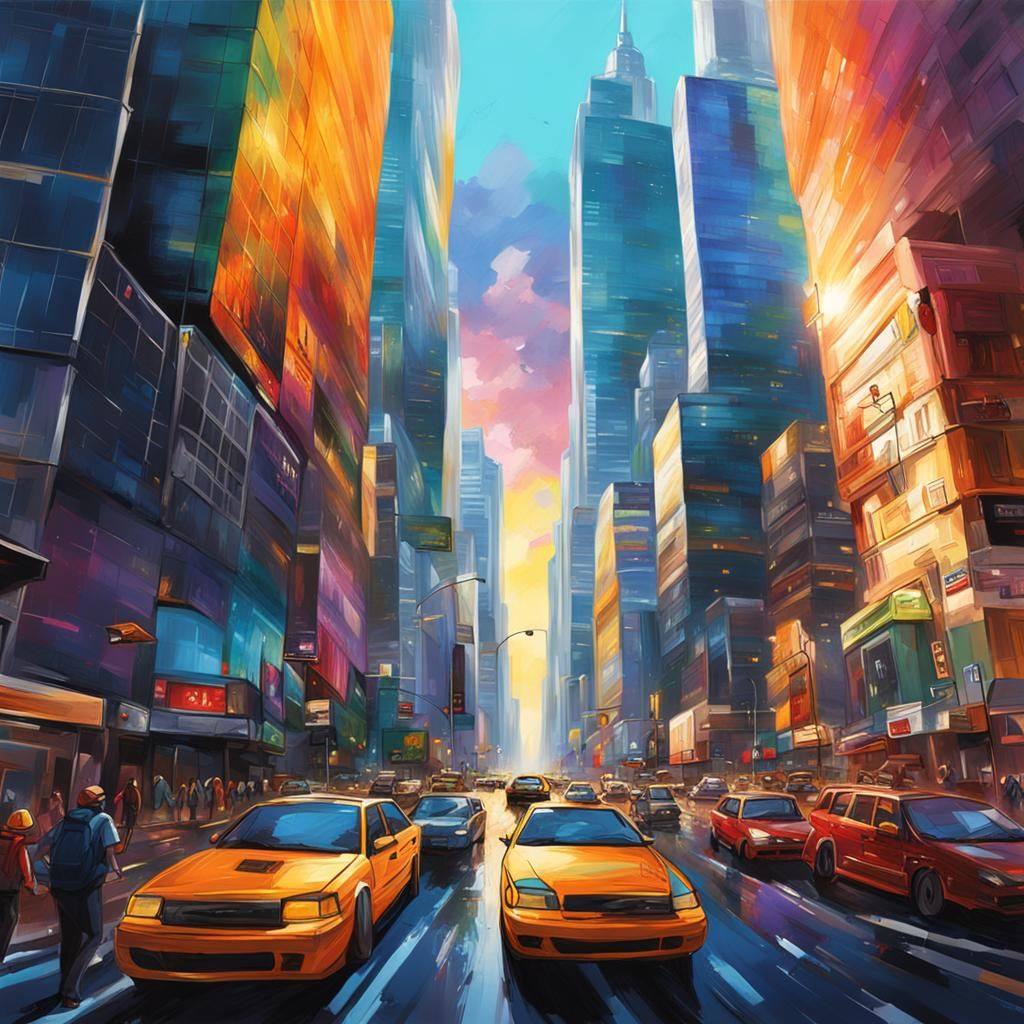 Hyperrealistic Cityscape with Towering Skyscrapers