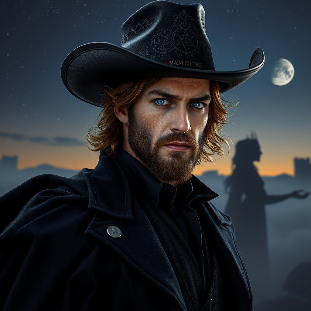 Vampire King with Cowboy Hat Traversing Time