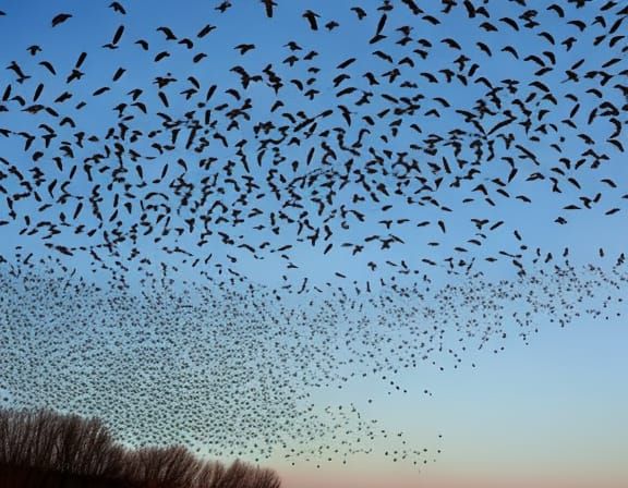 Spectacular Starling Murmuration Forming Abstract Shapes