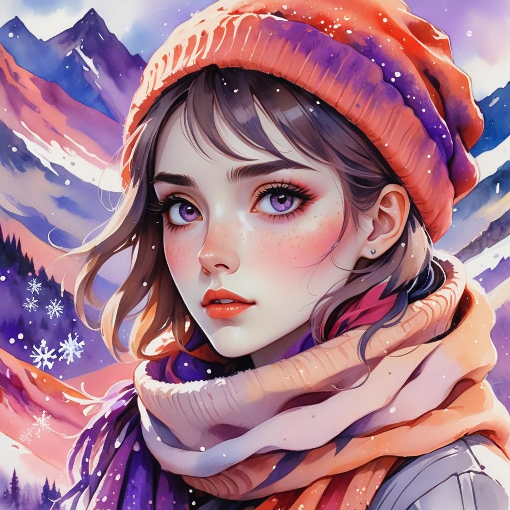 Anime Portrait: Gothic Beauty in Fauvist Landscape