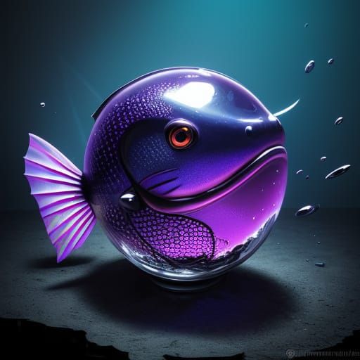 Floating Purple Fish Concept Art in Splash Style