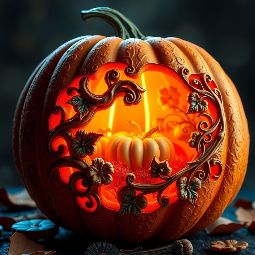 Intricate 3D Pumpkin Carving with Miniature Patch