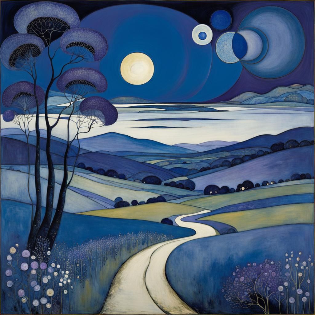 Dreamy Night Landscape in Muted Pastels