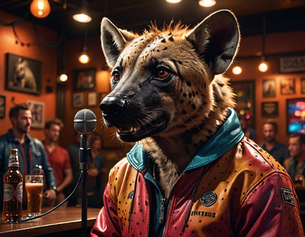 Hyena Comedian Performs Stand-Up: Pixar-Style 3D Art