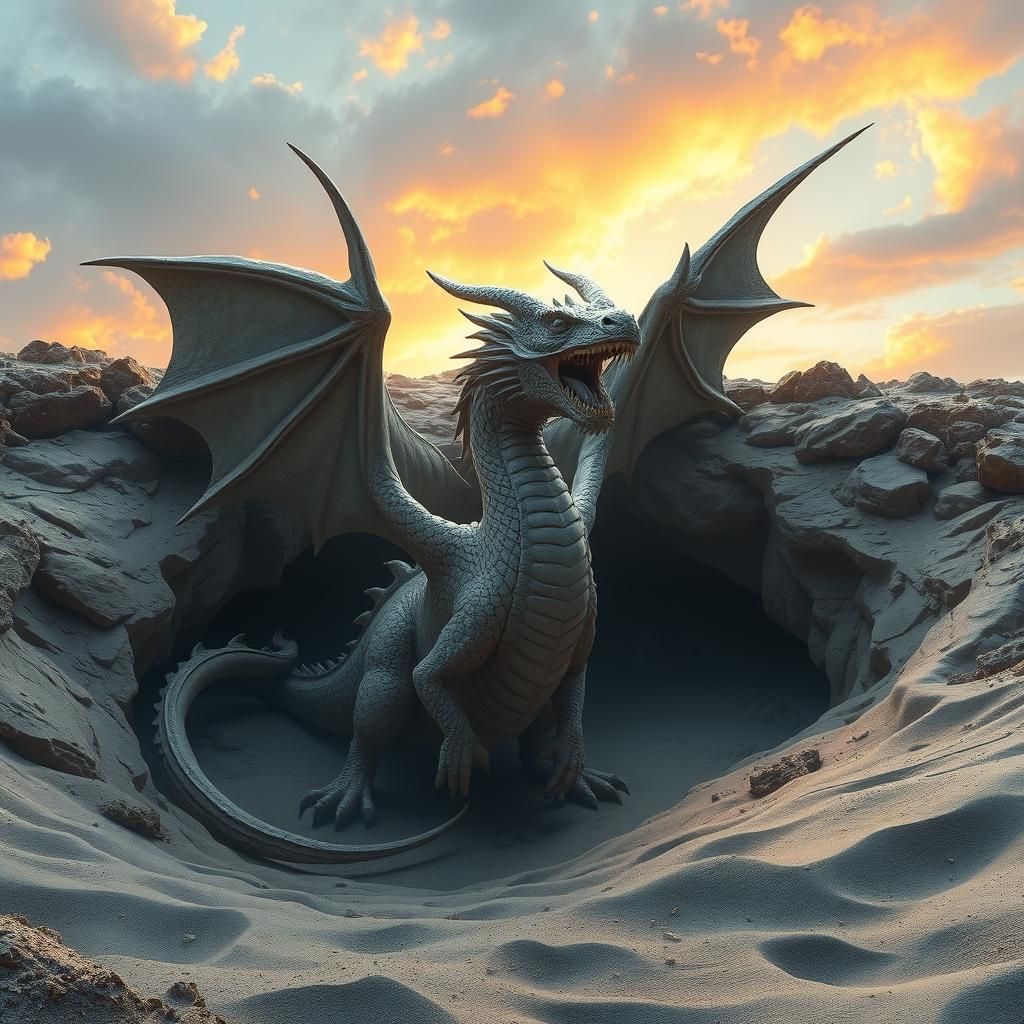 Mystical Sand Dragon Emerges: Fantasy Concept Art