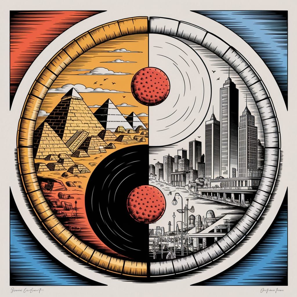 Yin Yang Pizza: A Pen Drawing of Historical Eras