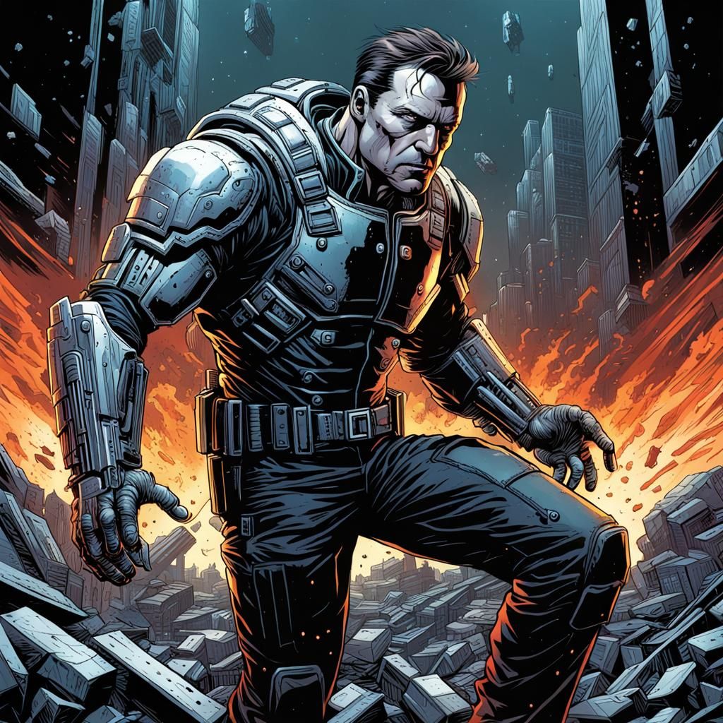 T800 Comic Book Art, Smooth Finish