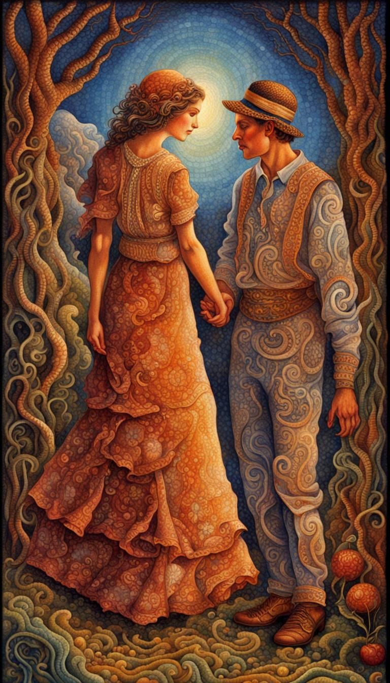 Warmth and Connection in Art Deco Storybook Style