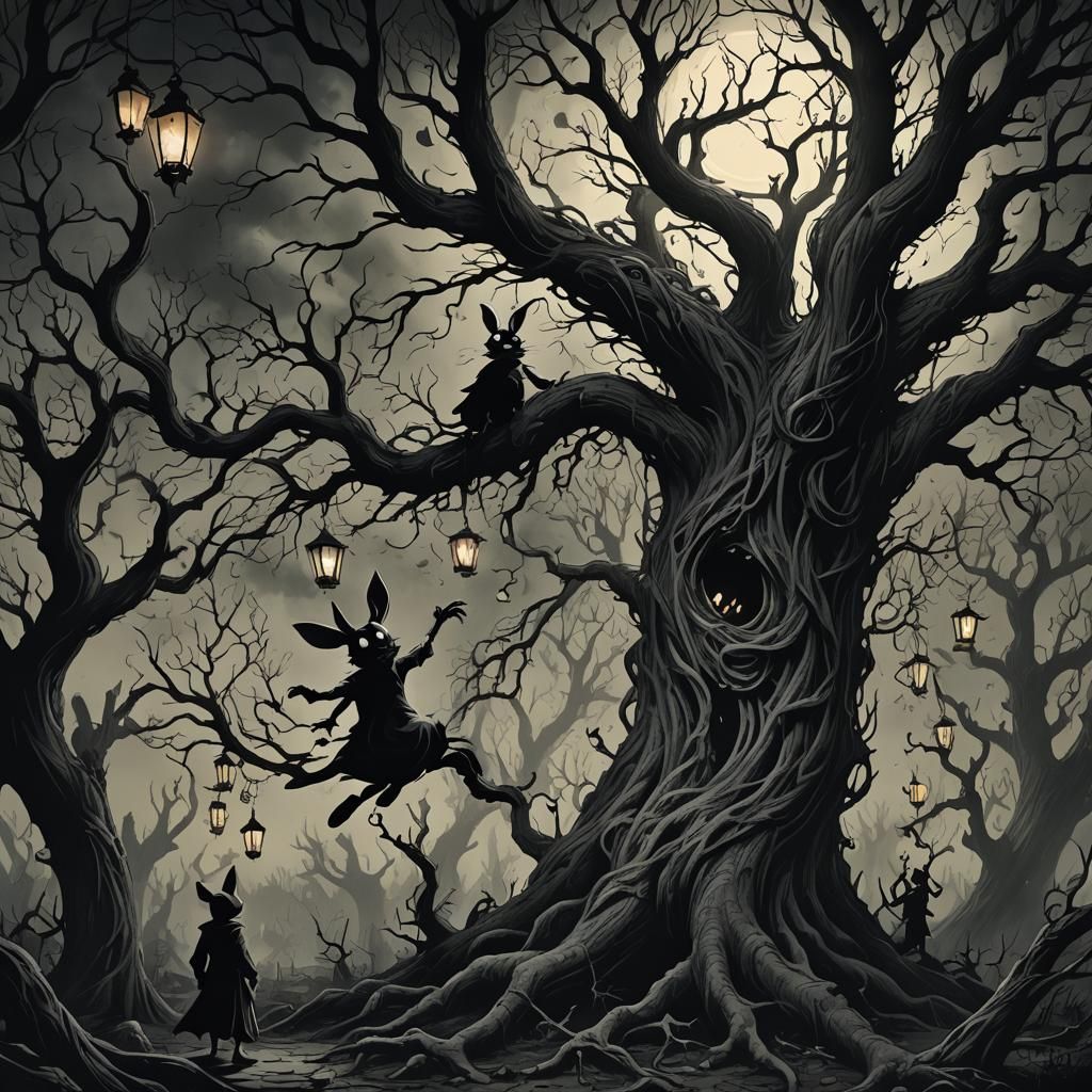 Oswald Scrambles Up Twisted Tree in Phantasmagoric Forest