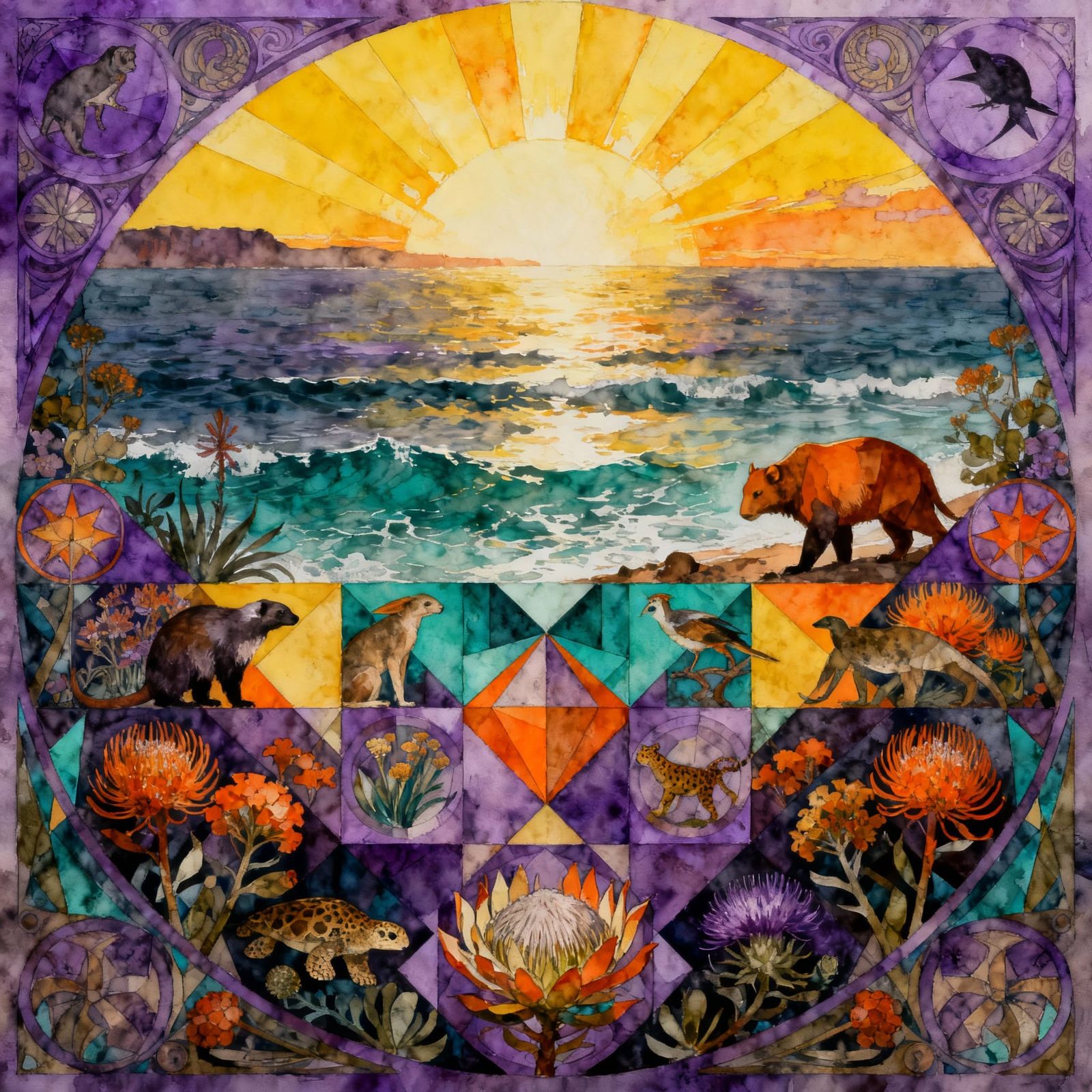 Australian Tonalism Seascape Mandala