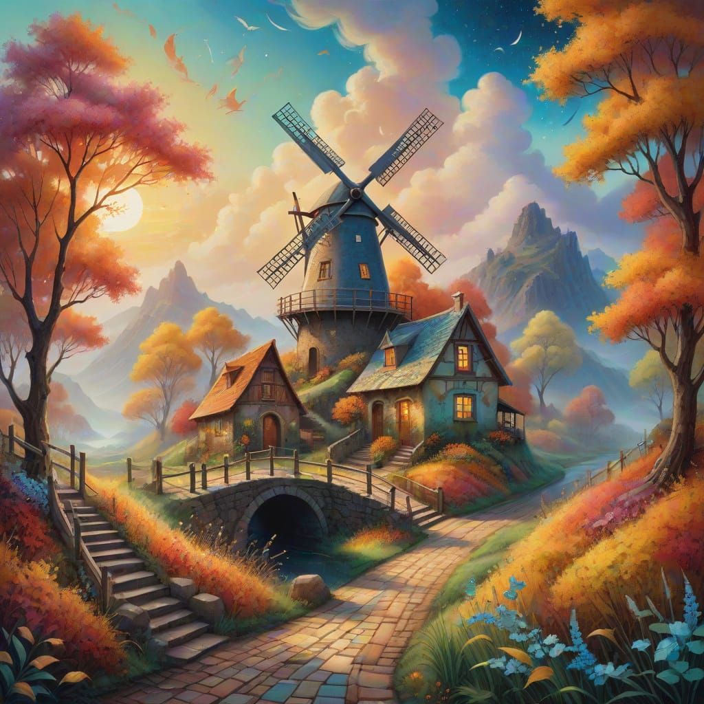 Whispers of Autumn Enchantment in Vibrant Fantasy Landscape