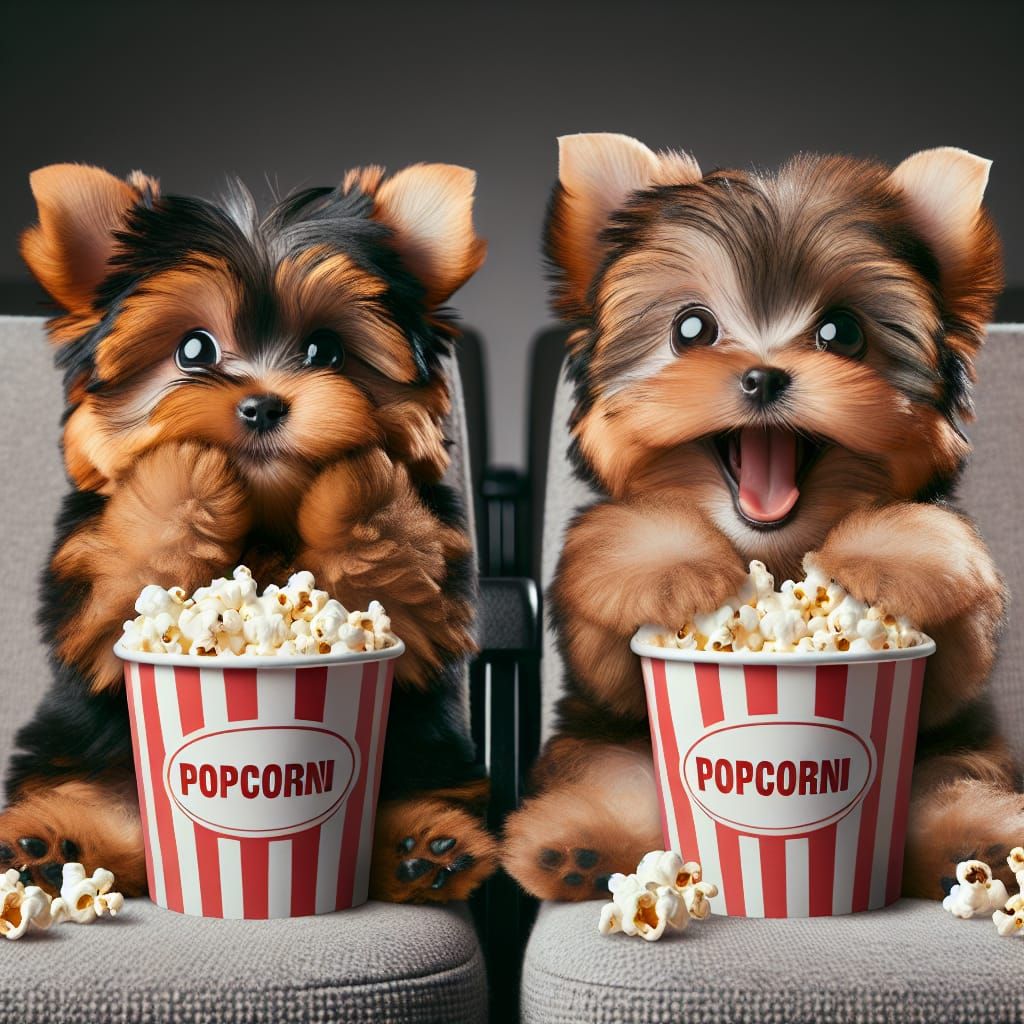 Yorkie Puppies Enjoy Cinema Night in Adorable Style