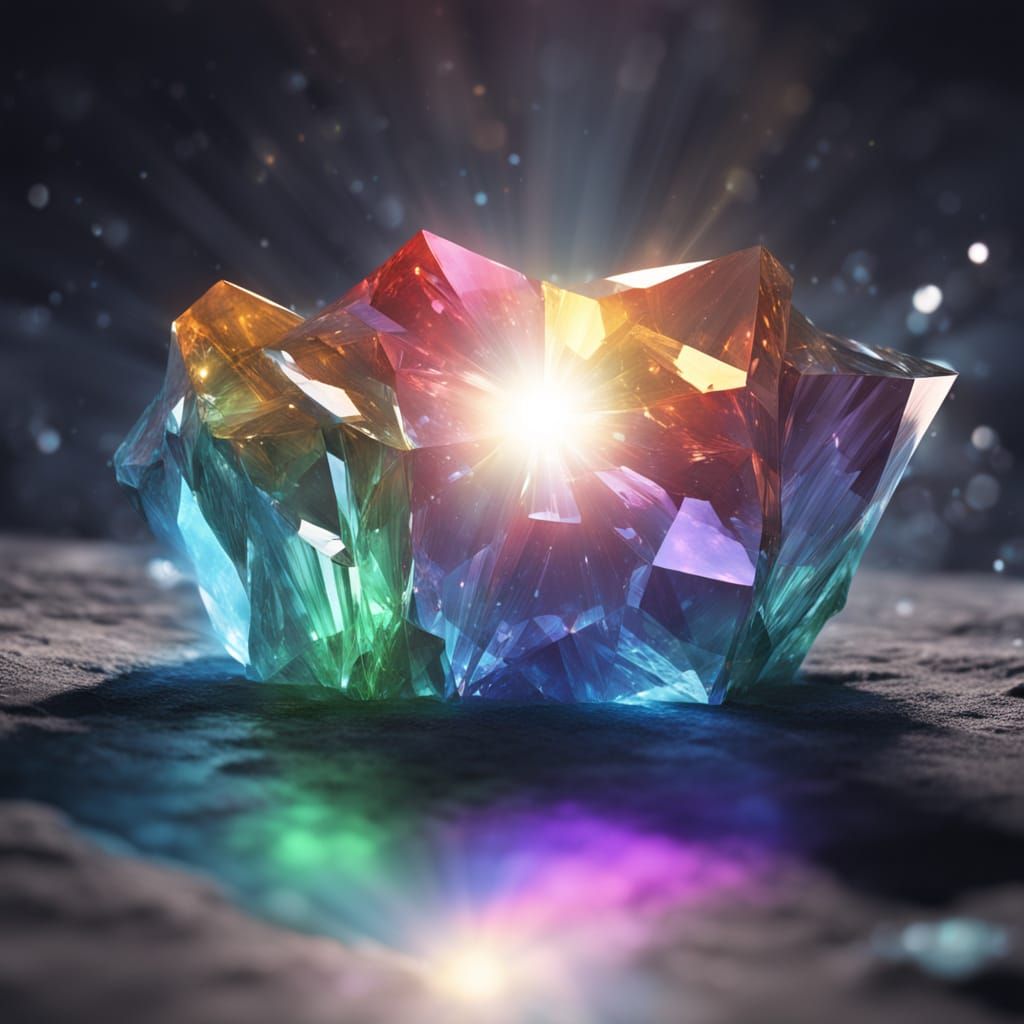 Prismatic Crystal Prism on the Moon in 3D