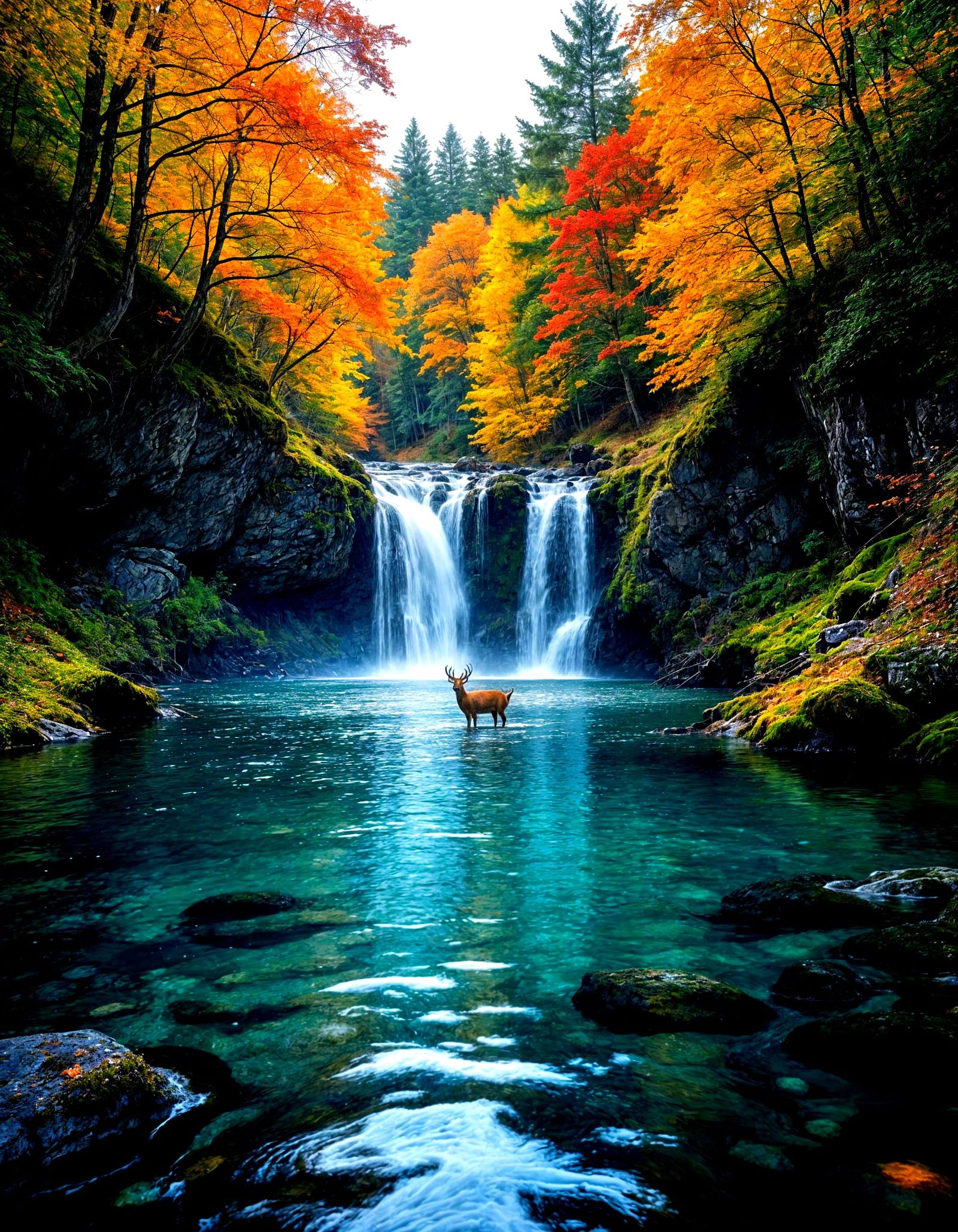 Glowing Scottish Highlands Waterfall in Autumn