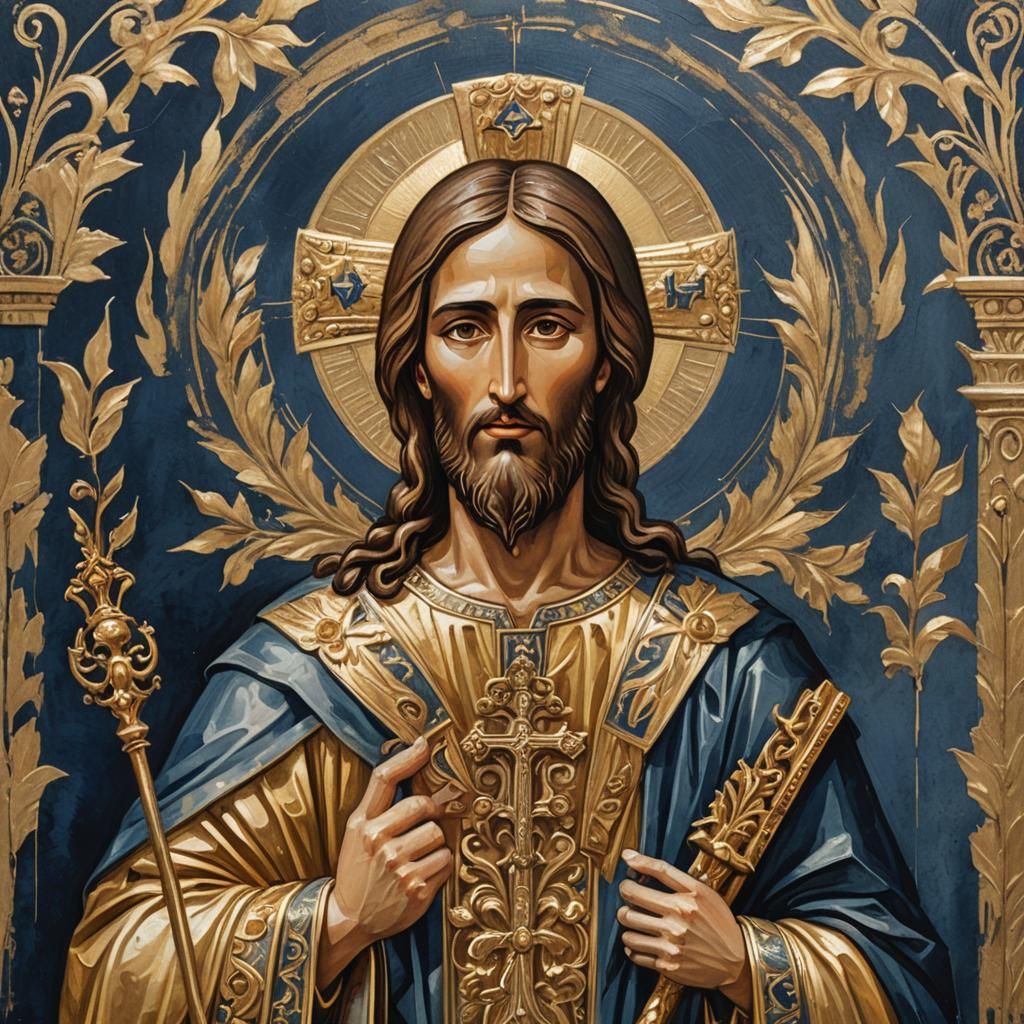 Jesus Christ Orthodox Iconography in Impressionistic Style