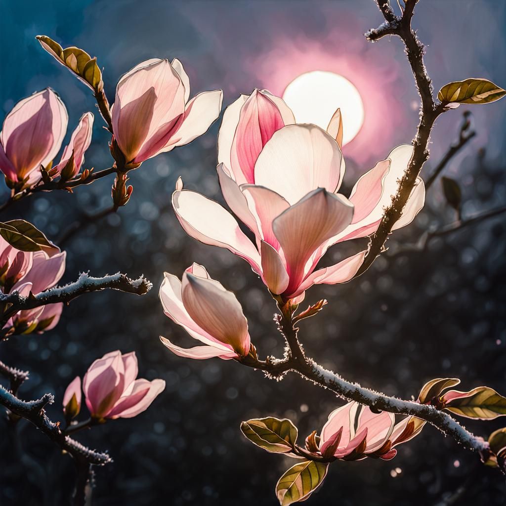 Isolated Magnolia Bloom in Luminous Pink