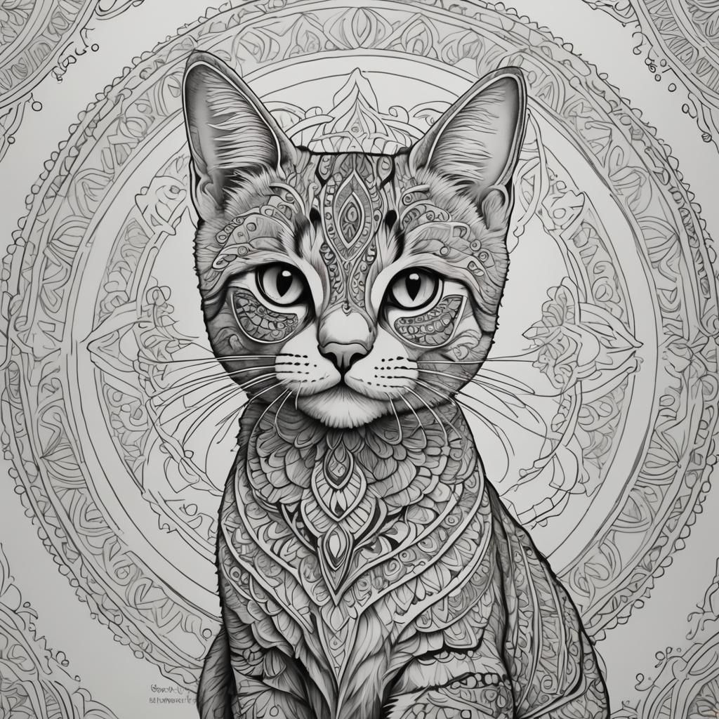 Mandala Arabian Mau Cat Coloring Page