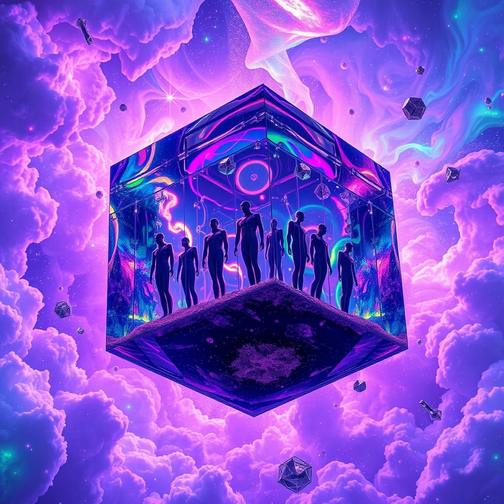 Human Figures Adrift in Cosmic Hypercube