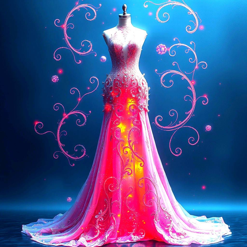 Futuristic Opulent Designer Prom Dress with Glitter