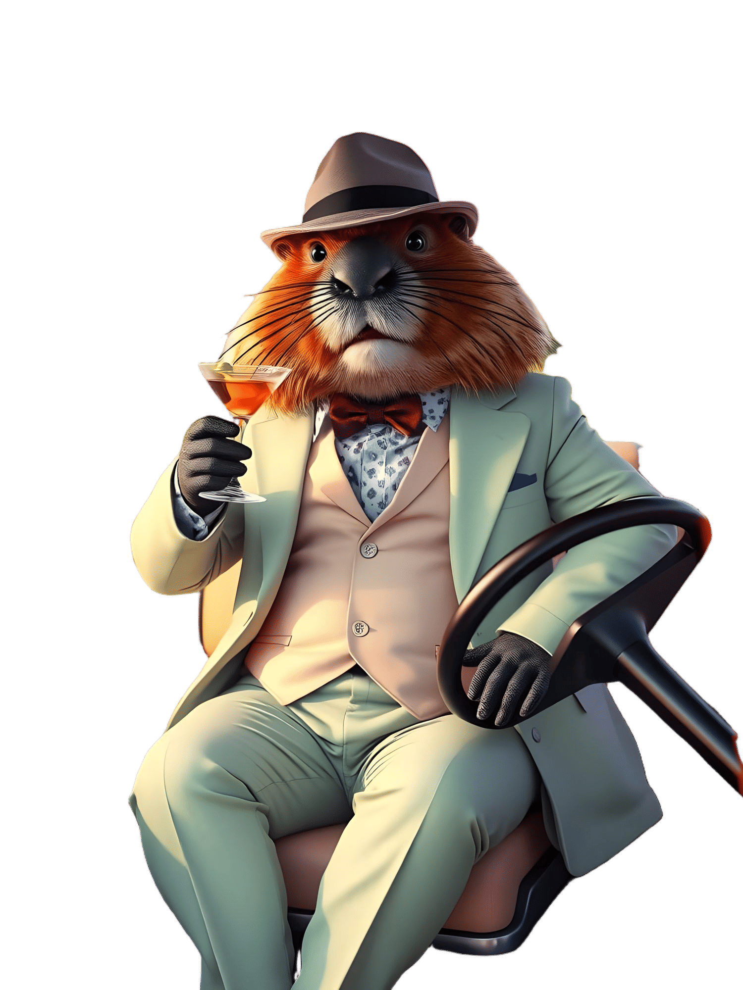 Larger than Life Golfing Icon in Pastel Suit