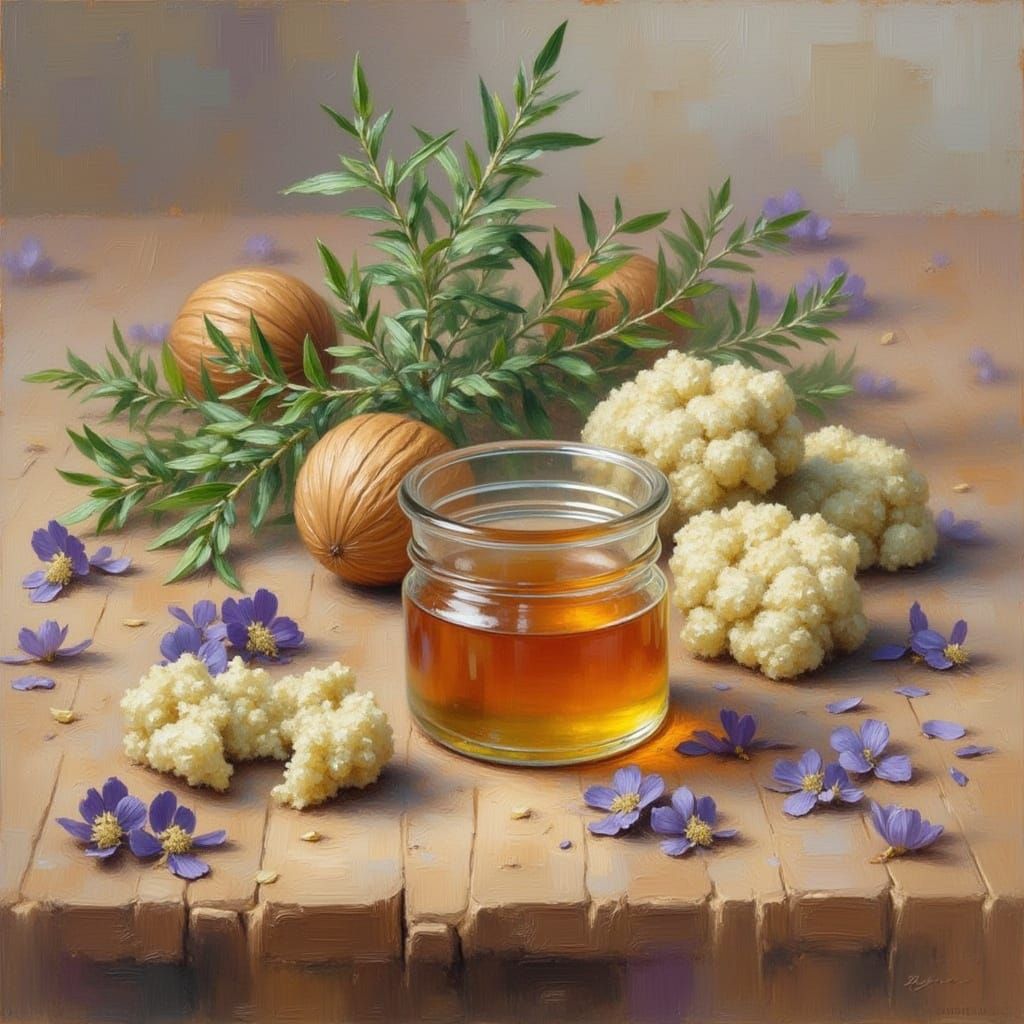 Dutch Masters Still Life: Walnut, Honey, and Herbs
