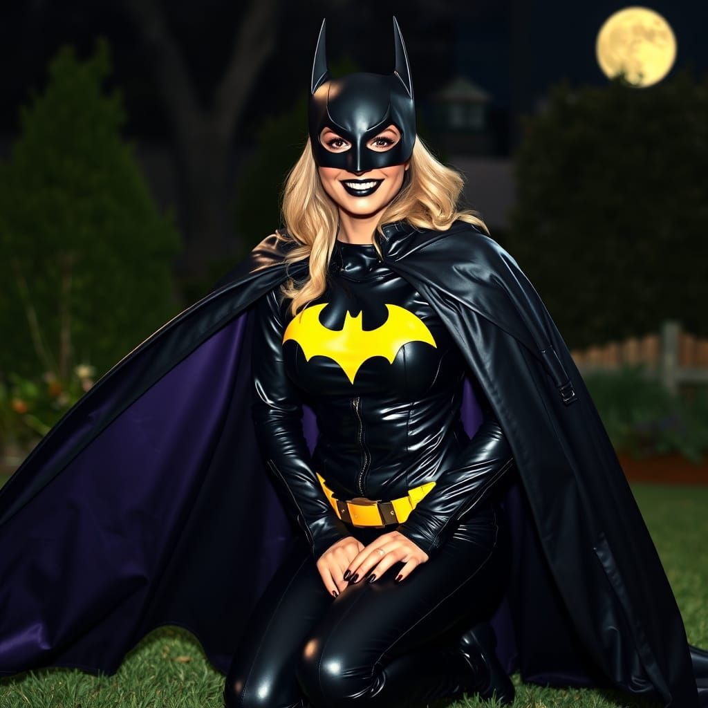 Gothic Night Goddess in Full Batgirl Regalia