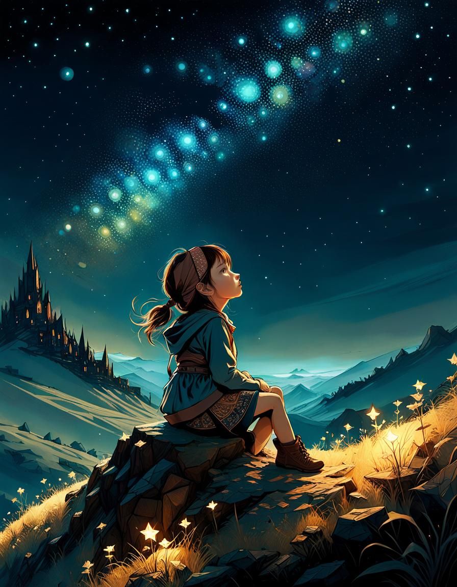 Child Stargazer Digital Painting