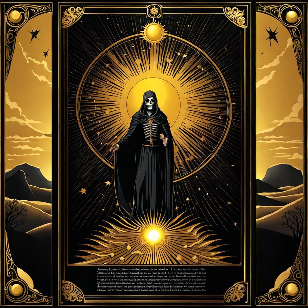 Magic Death Tarot Card with Golden Field
