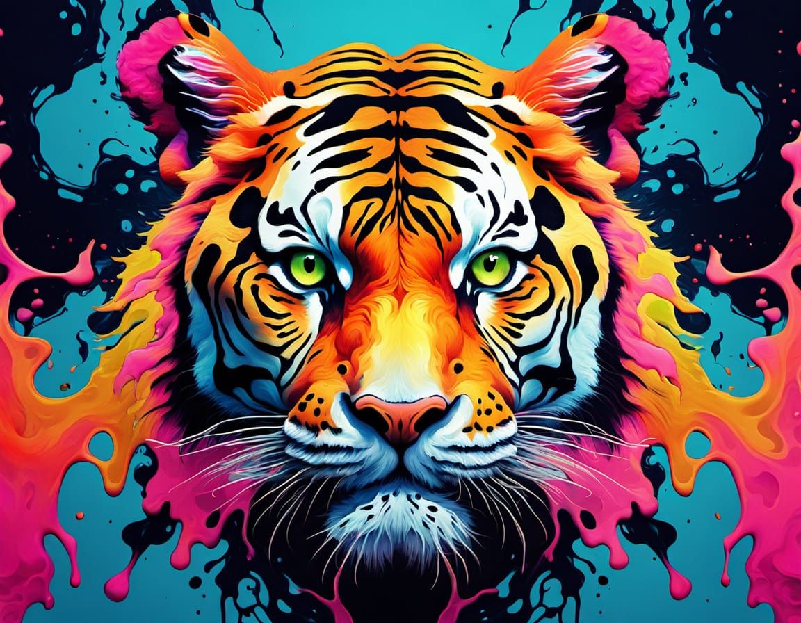 Abstract Rorschach Tigers in Surrealist Style