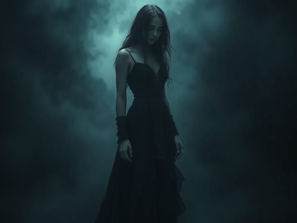 Haunting Woman in Dark Landscape, 8K