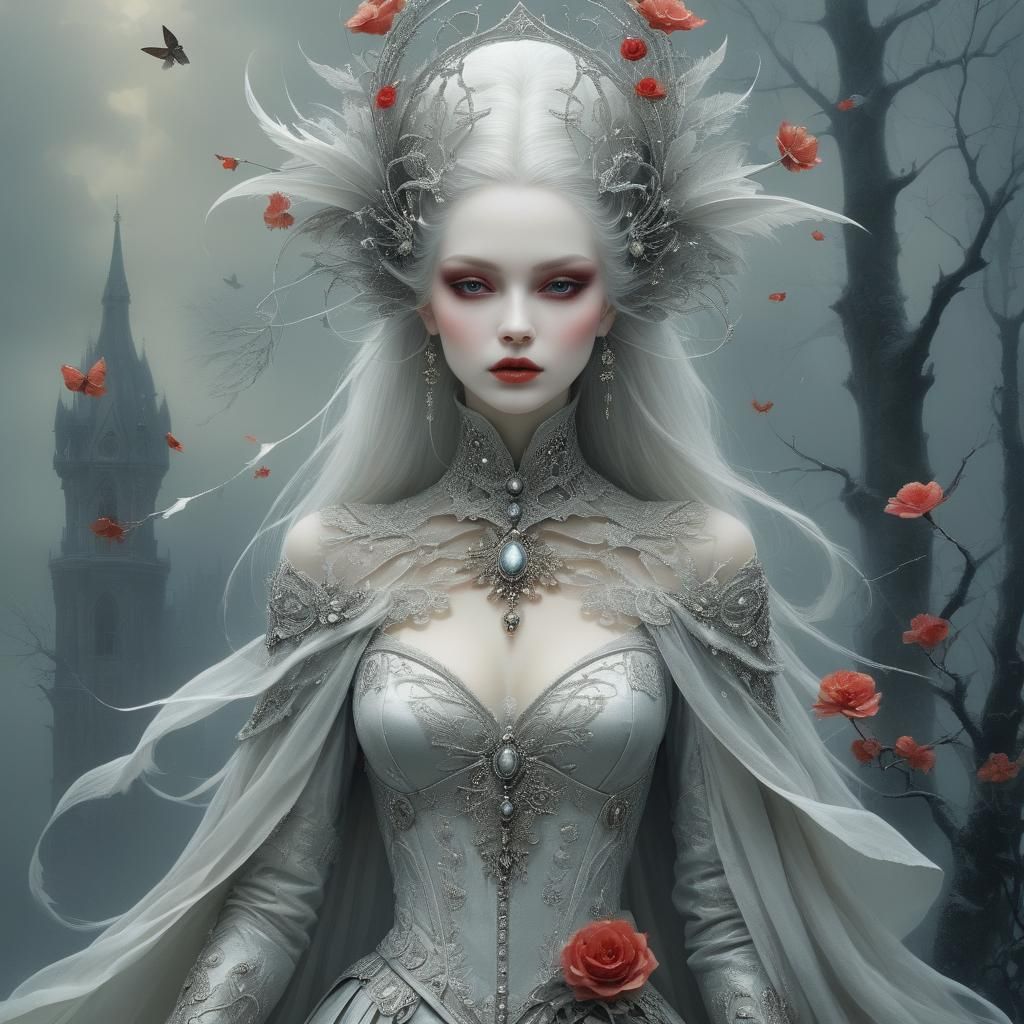 Ethereal Gothic Woman in a Surreal Style