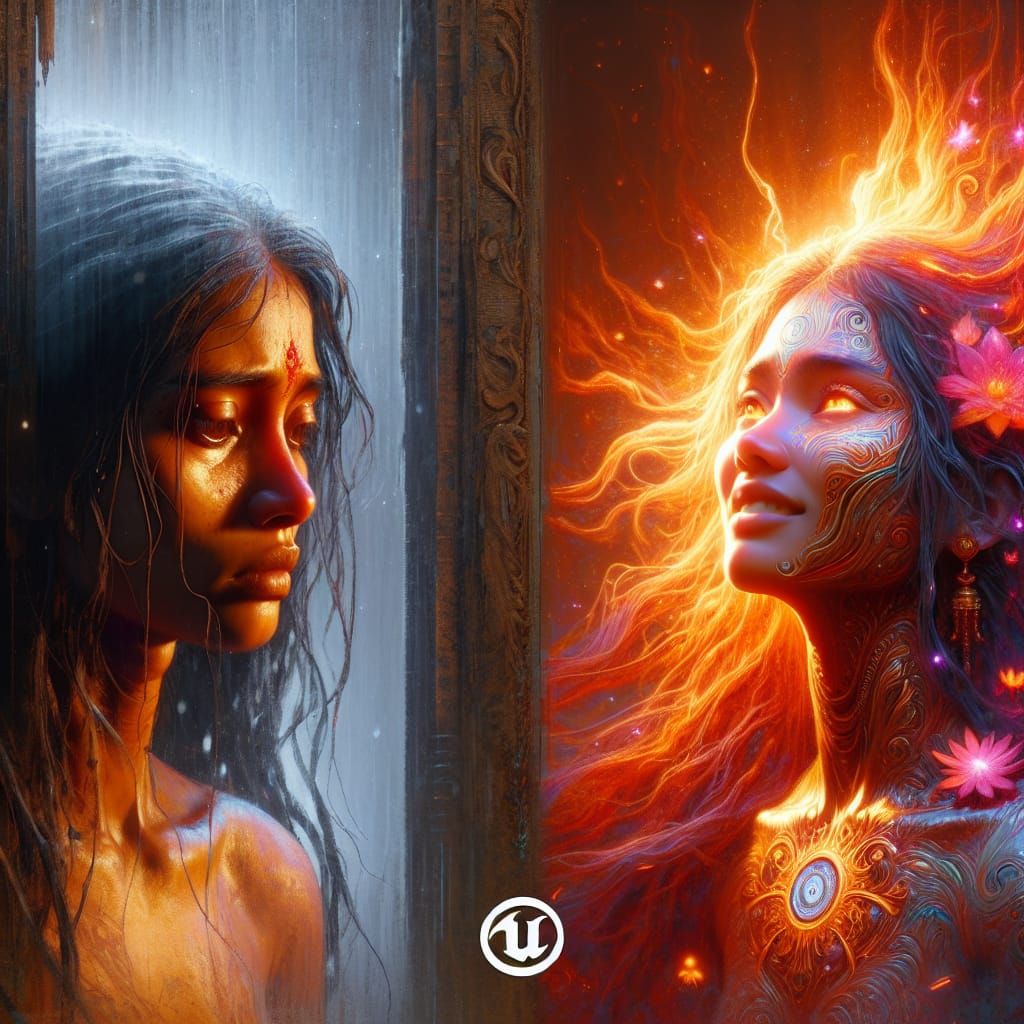 Emotional Transformation: Matte Painting of a Woman's Journe...