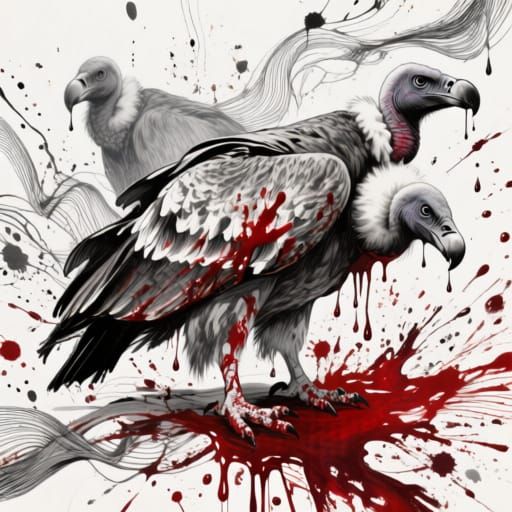 Vultures Splattered with Blood and Oil