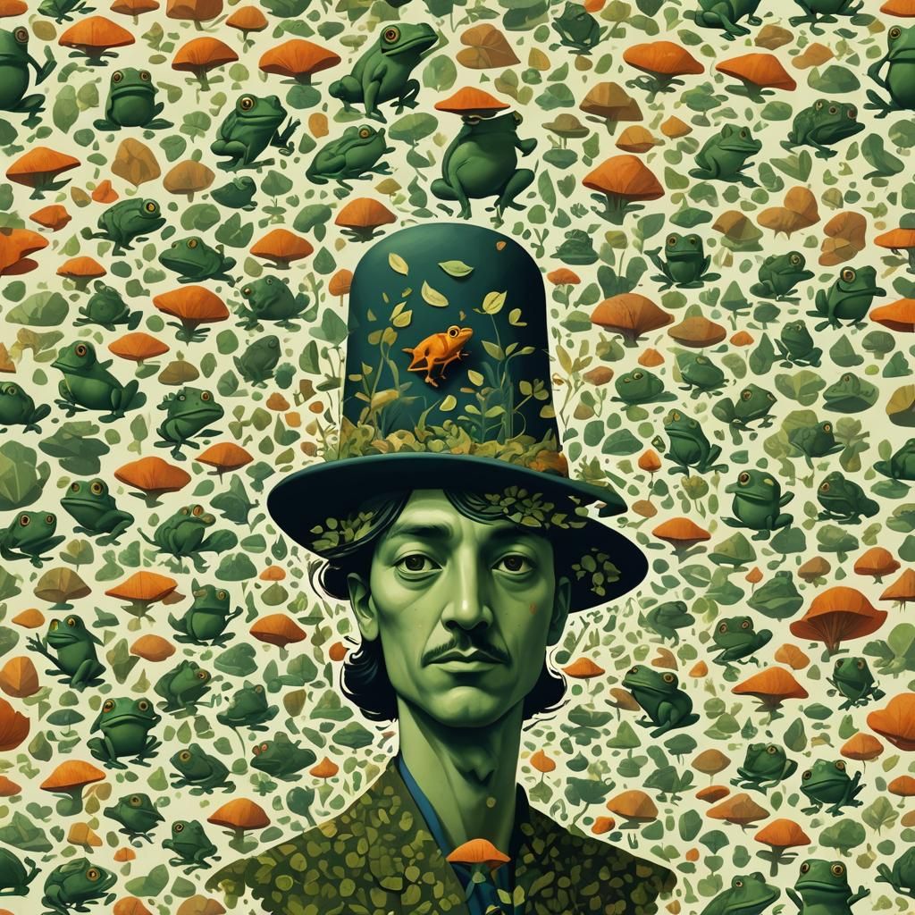 Frogs in Hats: Surreal Landscape in Mixed Styles