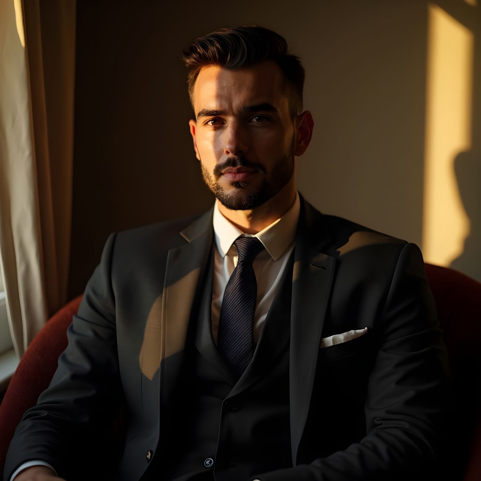 Distinguished Man in Charcoal Suit: Oil Painting Portrait