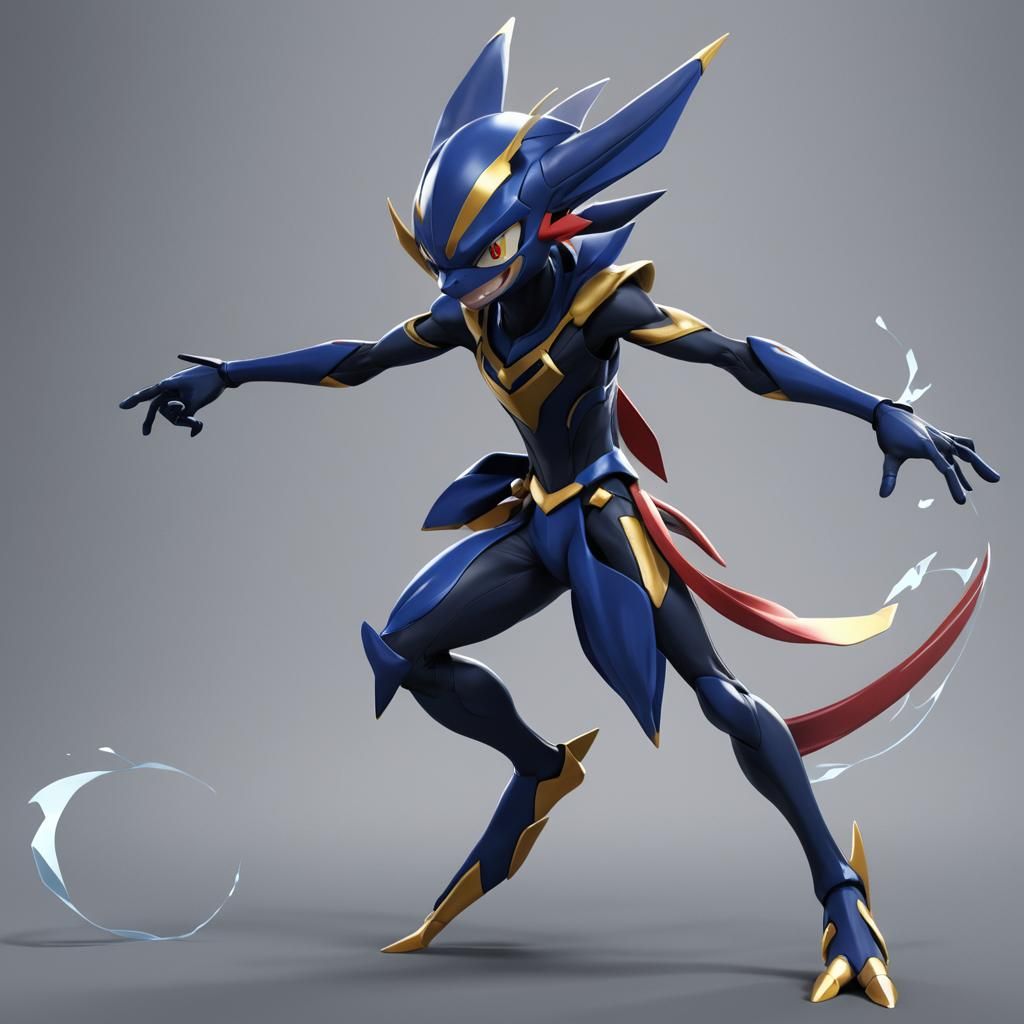 Ash Greninja: Detailed 3D Anime Art