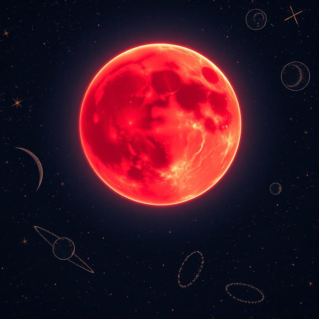 Ethereal Blood Moon in Celestial Cosmos