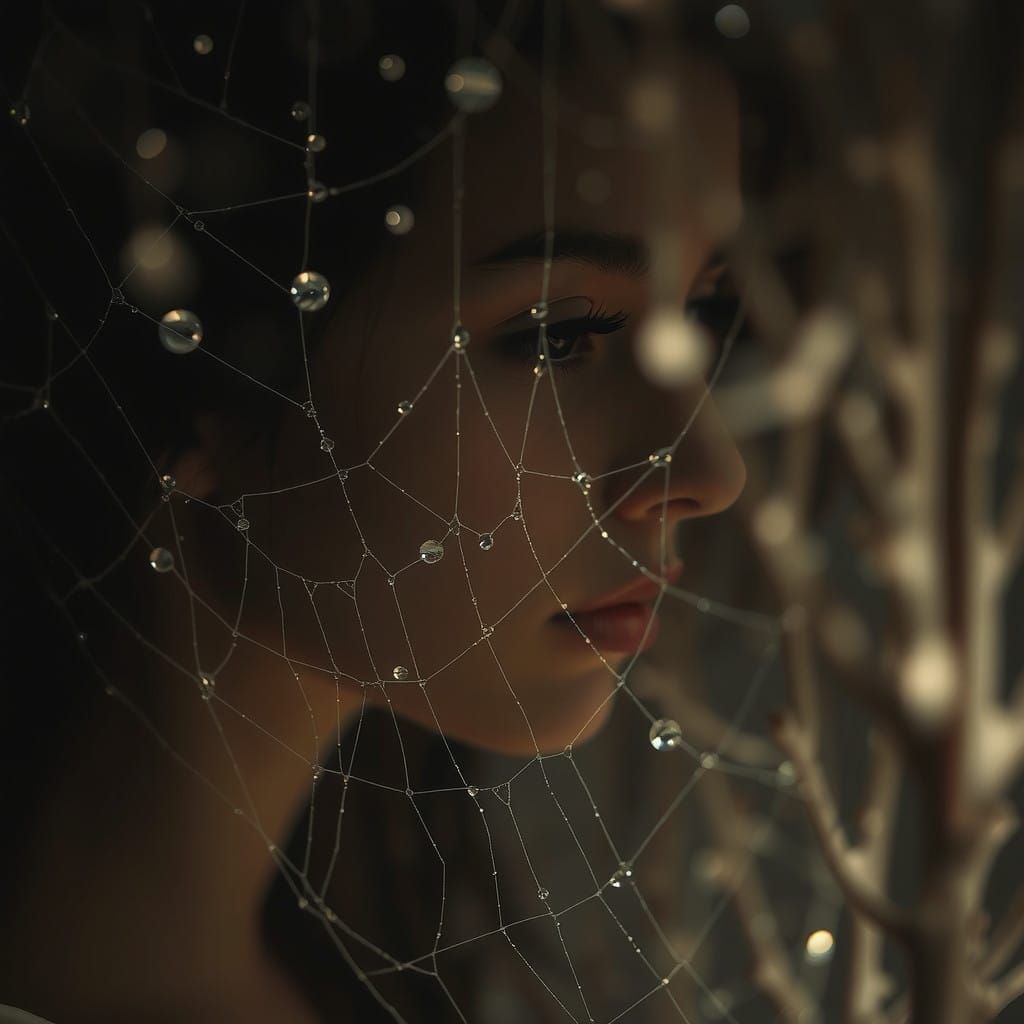 Ethereal Earth Tones: Mysterious Young Woman in Nature