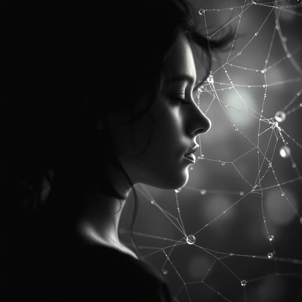 Mysterious Portrait in Dreamlike Double Exposure