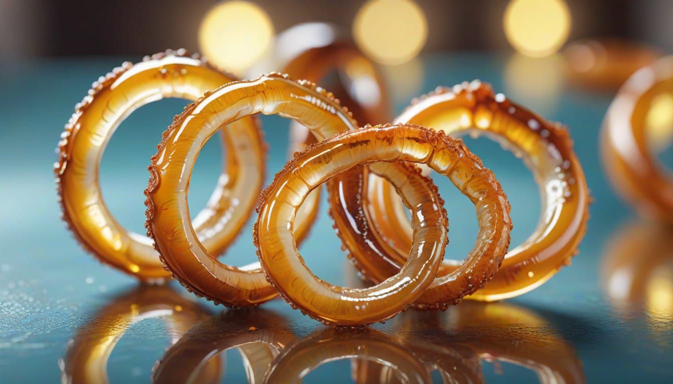 Surreal Glass Onion Rings in Vibrant Oil Painting Style