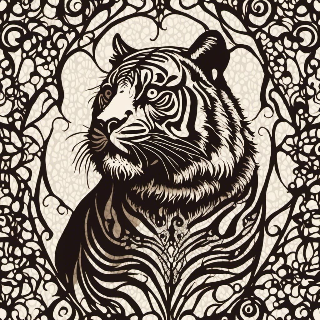 Lace Tiger Silhouette Art