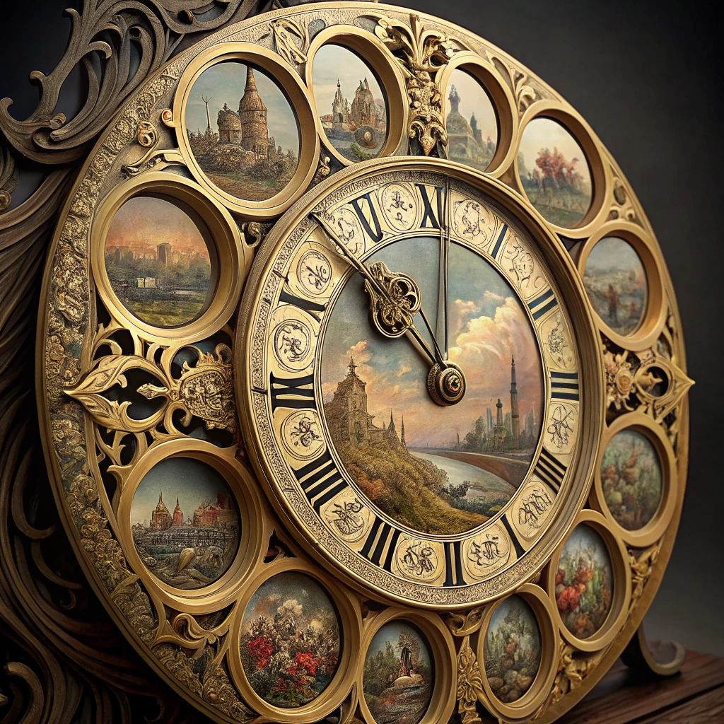 Luxurious Baroque-Style Clock Face at 11:45